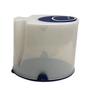 Tupperware Cereal Keeper Plastic Blue Top and Bottom Dispenser 19 in t 10.75 w 6
